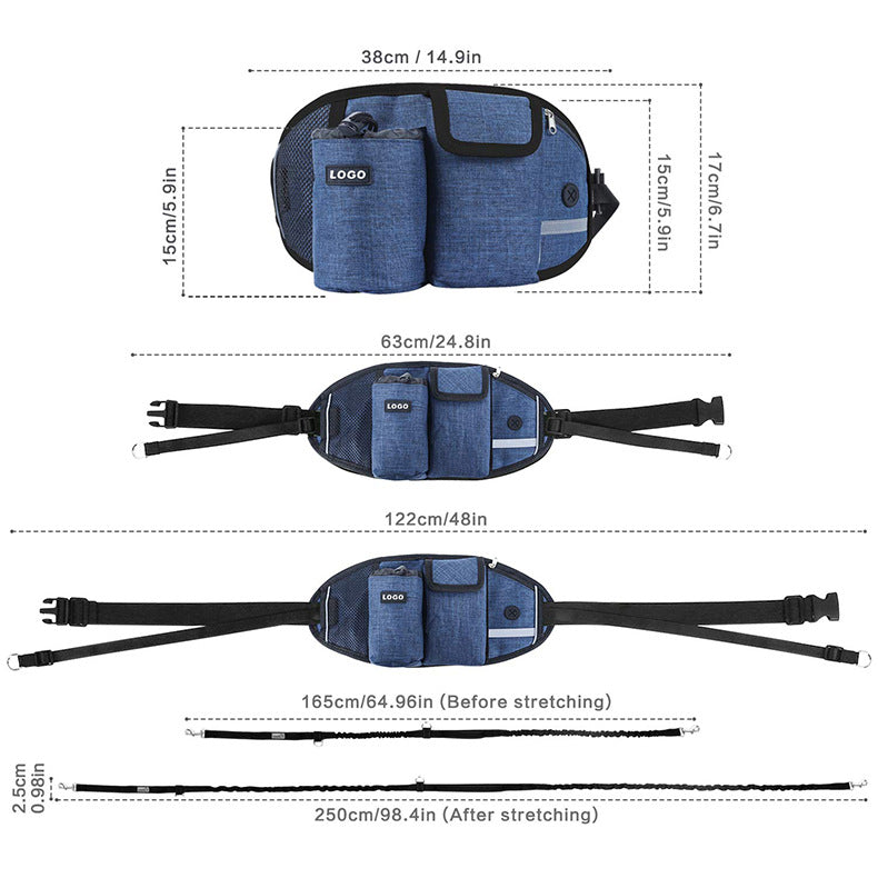 免提牵引绳和腰包