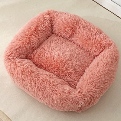 Cama ortopédica rectangular de lujo para perros con piel sintética extra suave