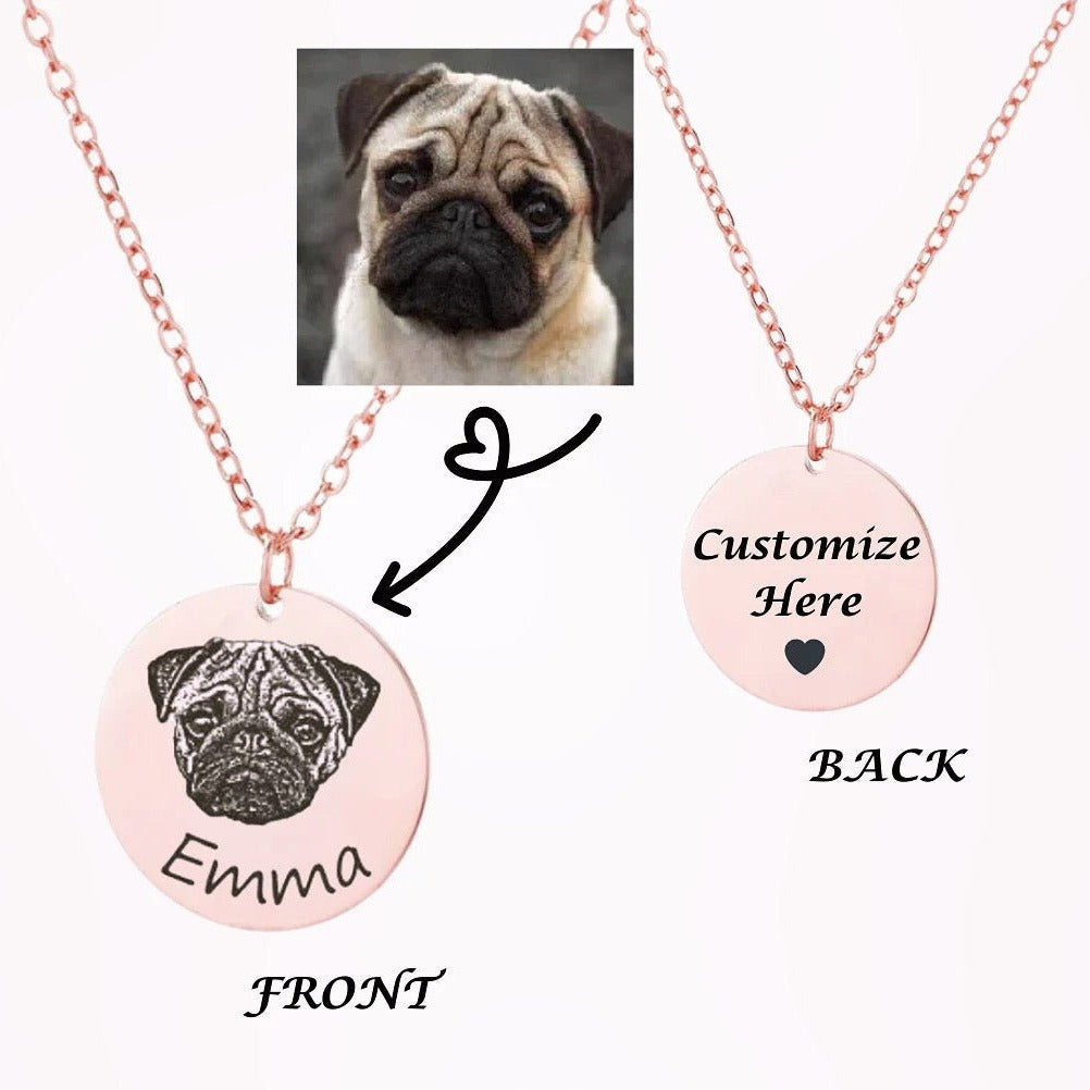 Collar de lujo con retrato de perro personalizado de doble cara