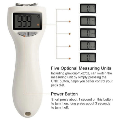 Báscula digital para alimentos para mascotas con taza medidora