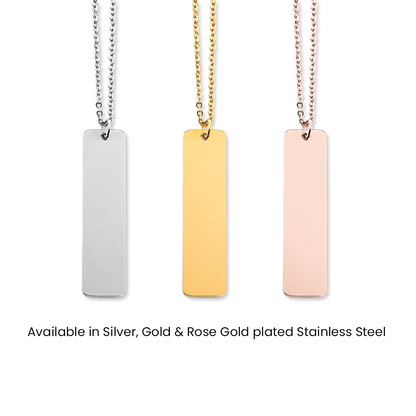 Engravable Pawprint Bar Pendant Bespoke Necklace