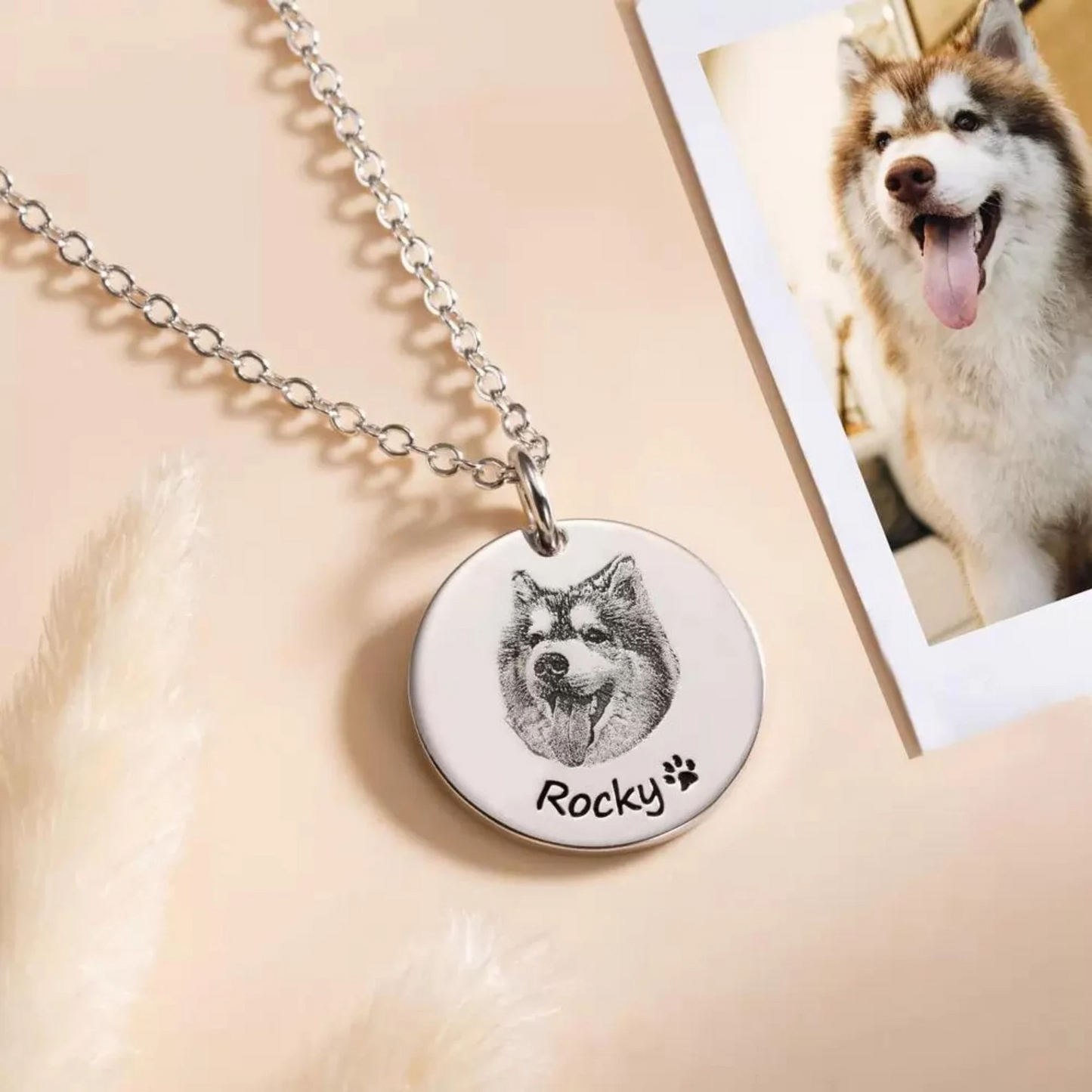 Collar de lujo con retrato de perro personalizado de doble cara