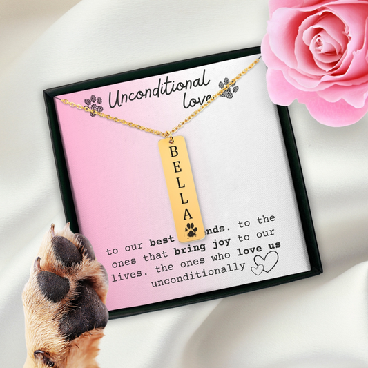 可雕刻爪印条形吊坠定制项链