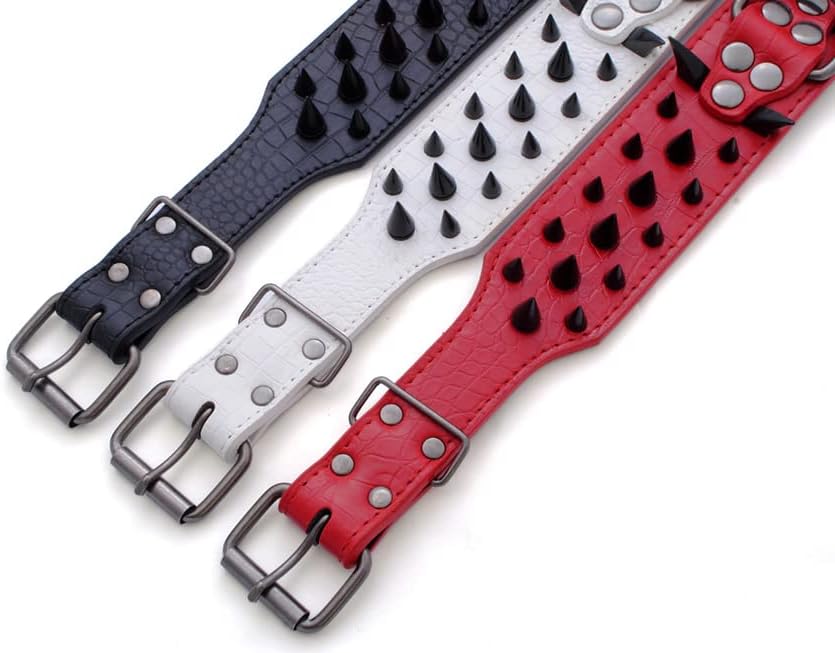 Spiked & Studded Adjustable Genuine Leather Dog Collar