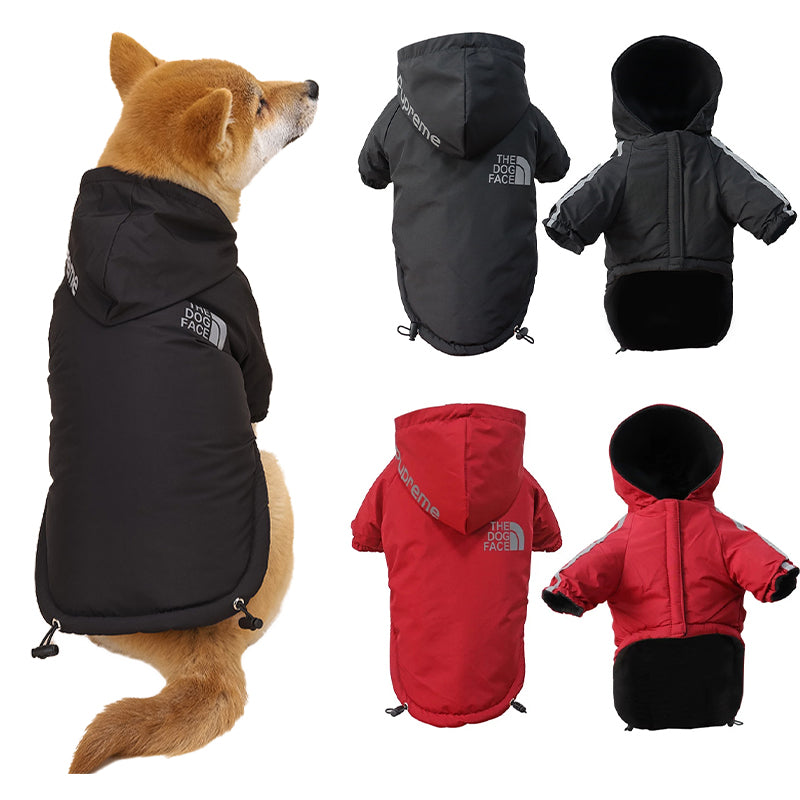 Chaqueta impermeable reflectante con capucha y antiansiedad Pupreme X Dog Face