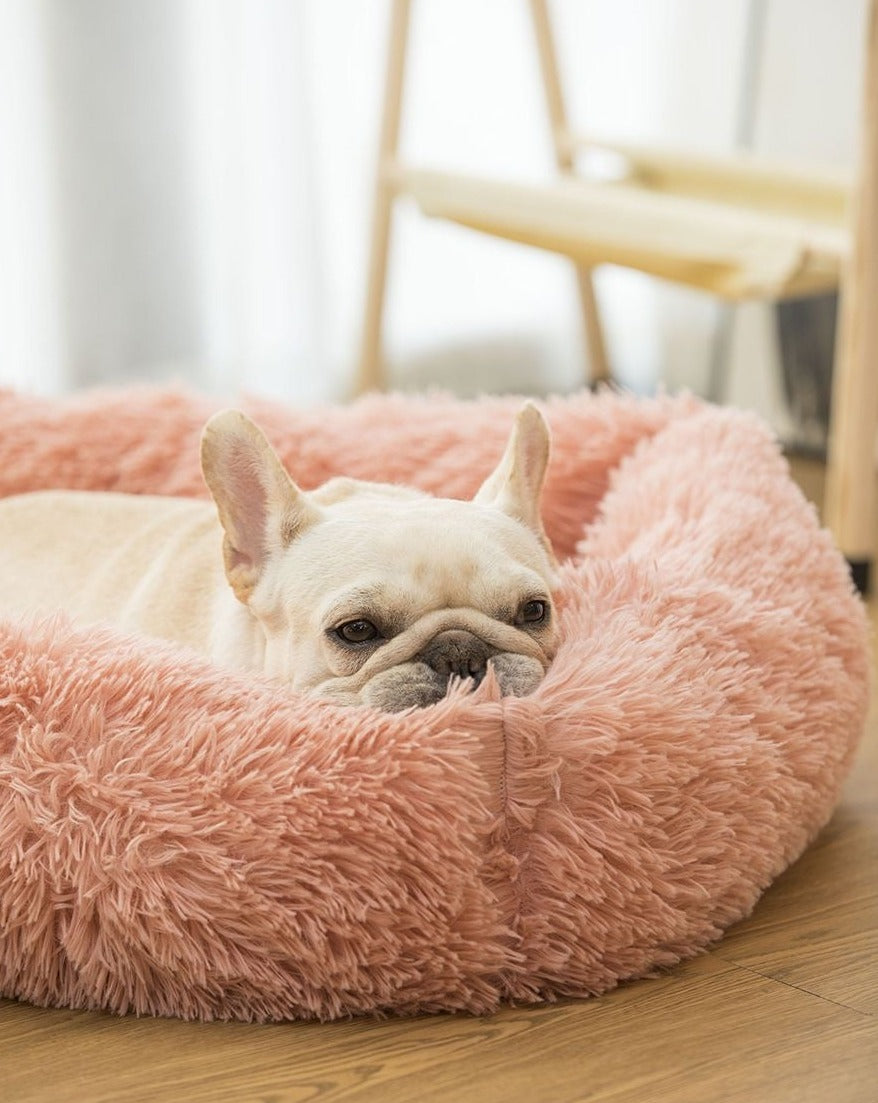 Cama ortopédica rectangular de lujo para perros con piel sintética extra suave