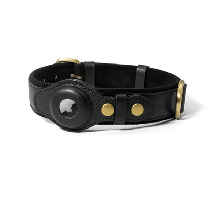 Collar para perros AirTag de cuero genuino premium, impermeable y exclusivo