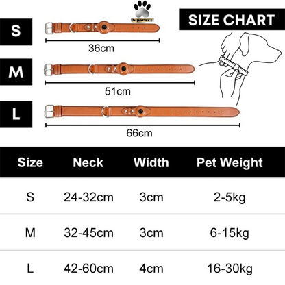 Collar para perros AirTag de cuero genuino premium, impermeable y exclusivo