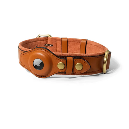 Collar para perros AirTag de cuero genuino premium, impermeable y exclusivo