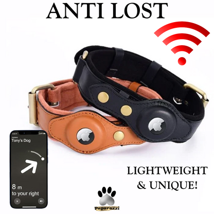 Collar para perros AirTag de cuero genuino premium, impermeable y exclusivo