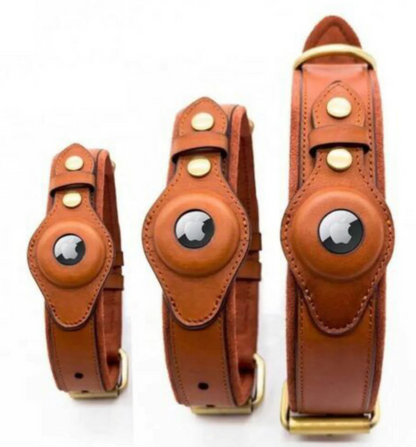 Collar para perros AirTag de cuero genuino premium, impermeable y exclusivo