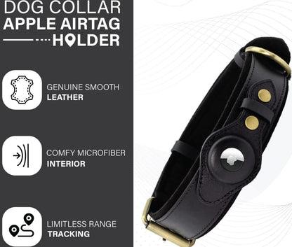 Collar para perros AirTag de cuero genuino premium, impermeable y exclusivo