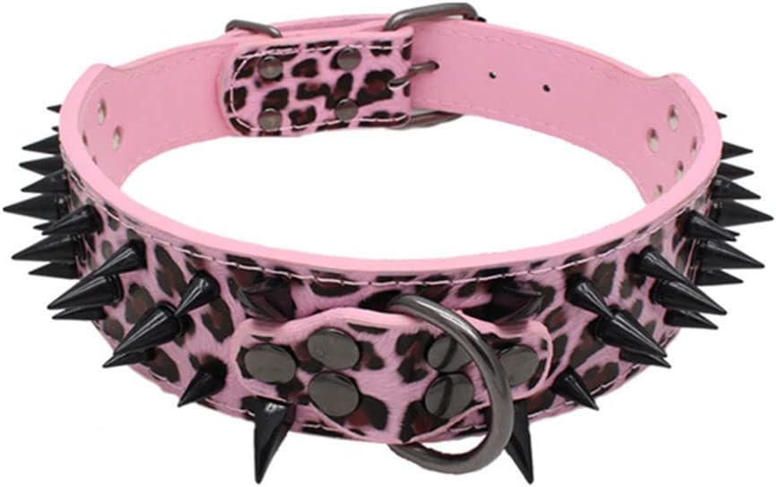 Spiked & Studded Adjustable Genuine Leather Dog Collar