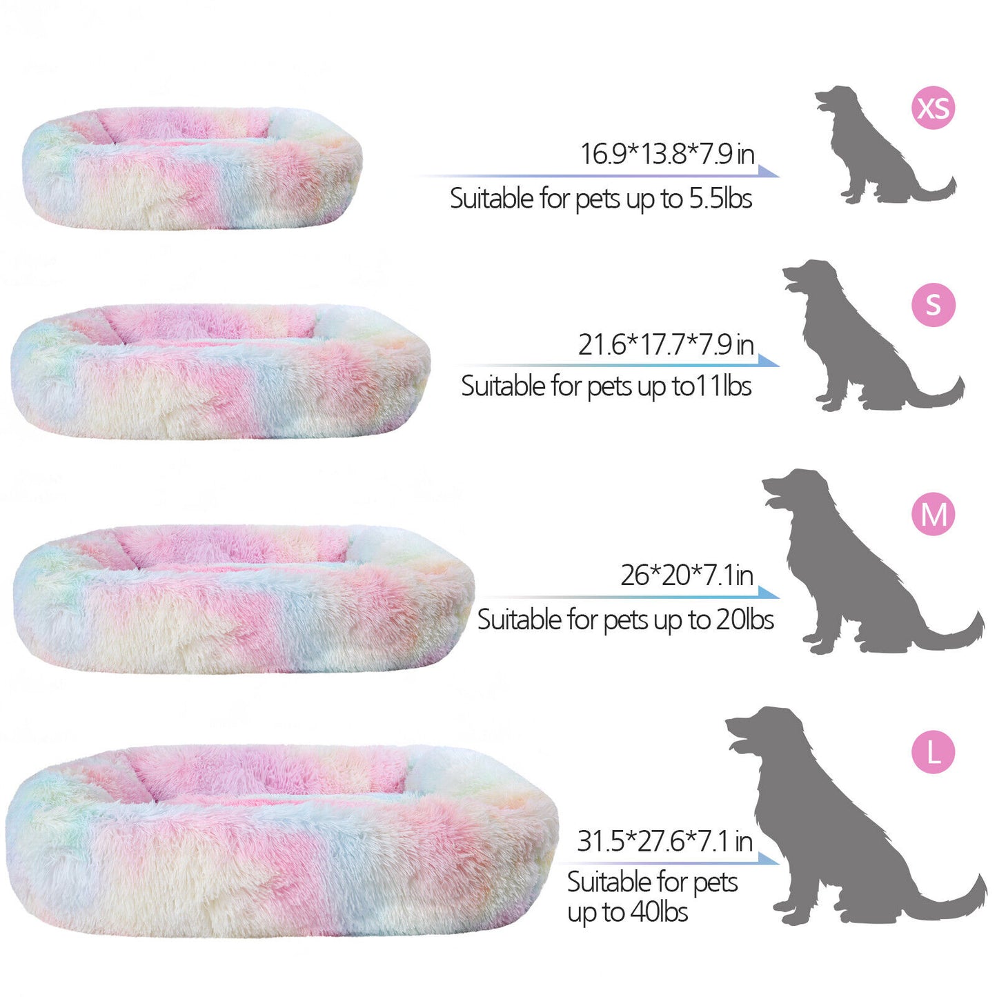 Cama ortopédica rectangular de lujo para perros con piel sintética extra suave