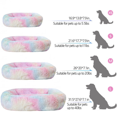 Cama ortopédica rectangular de lujo para perros con piel sintética extra suave