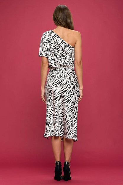 Vestido Zebra Elegance de un solo hombro