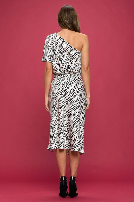 Vestido Zebra Elegance de un solo hombro