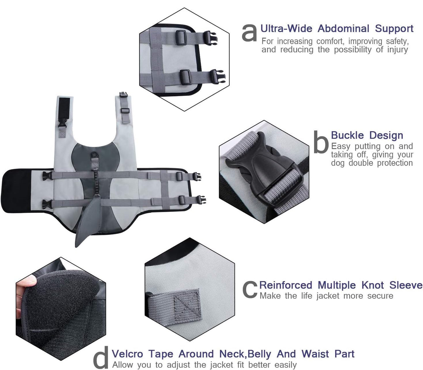 Chaleco salvavidas y traje de baño de seguridad para perros Shark