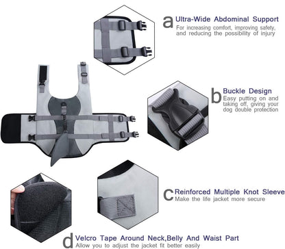 Chaleco salvavidas y traje de baño de seguridad para perros Shark