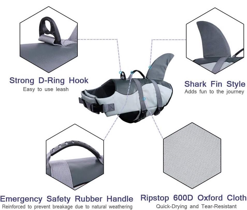 Chaleco salvavidas y traje de baño de seguridad para perros Shark
