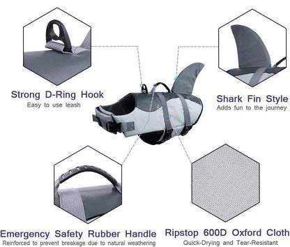 Chaleco salvavidas y traje de baño de seguridad para perros Shark