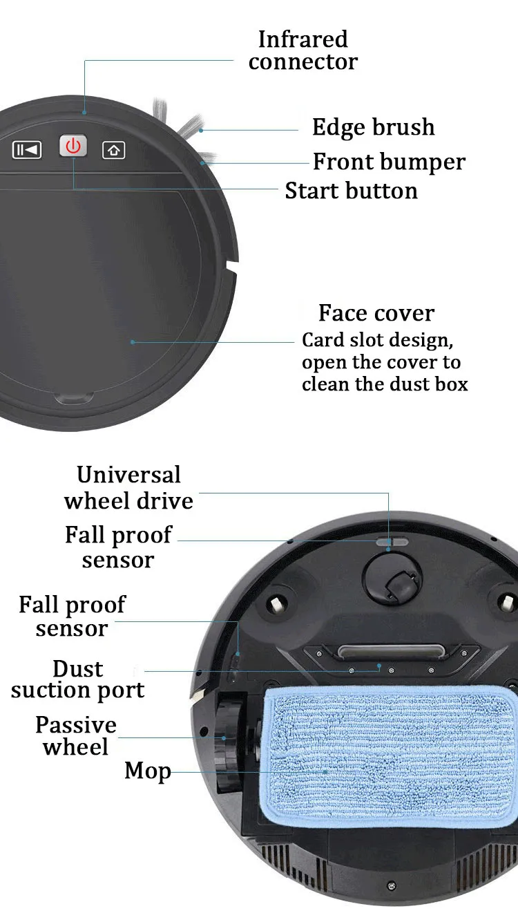 Aspiradora robótica inteligente para mascotas con inteligencia artificial 3 en 1 y Wi-Fi