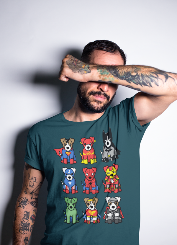 Camiseta de superhéroes caninos para hombre