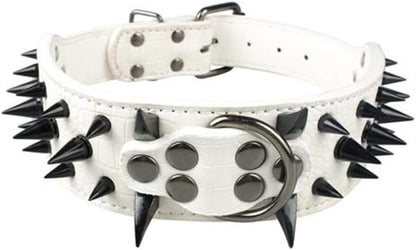 Spiked & Studded Adjustable Genuine Leather Dog Collar