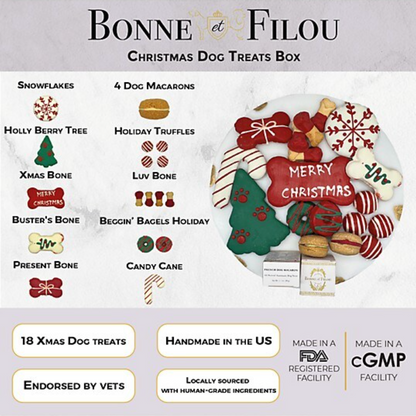 Caja de regalo de golosinas navideñas para perros