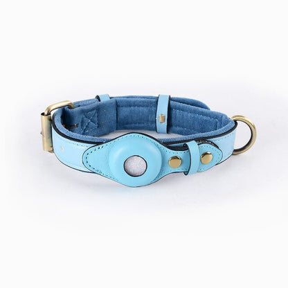 Collar para perros AirTag de cuero genuino premium, impermeable y exclusivo