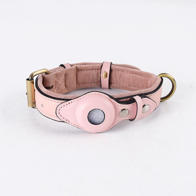 Collar para perros AirTag de cuero genuino premium, impermeable y exclusivo