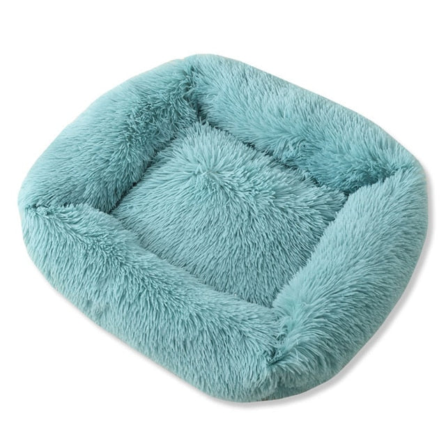 Cama ortopédica rectangular de lujo para perros con piel sintética extra suave