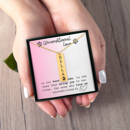 Engravable Pawprint Bar Pendant Bespoke Necklace