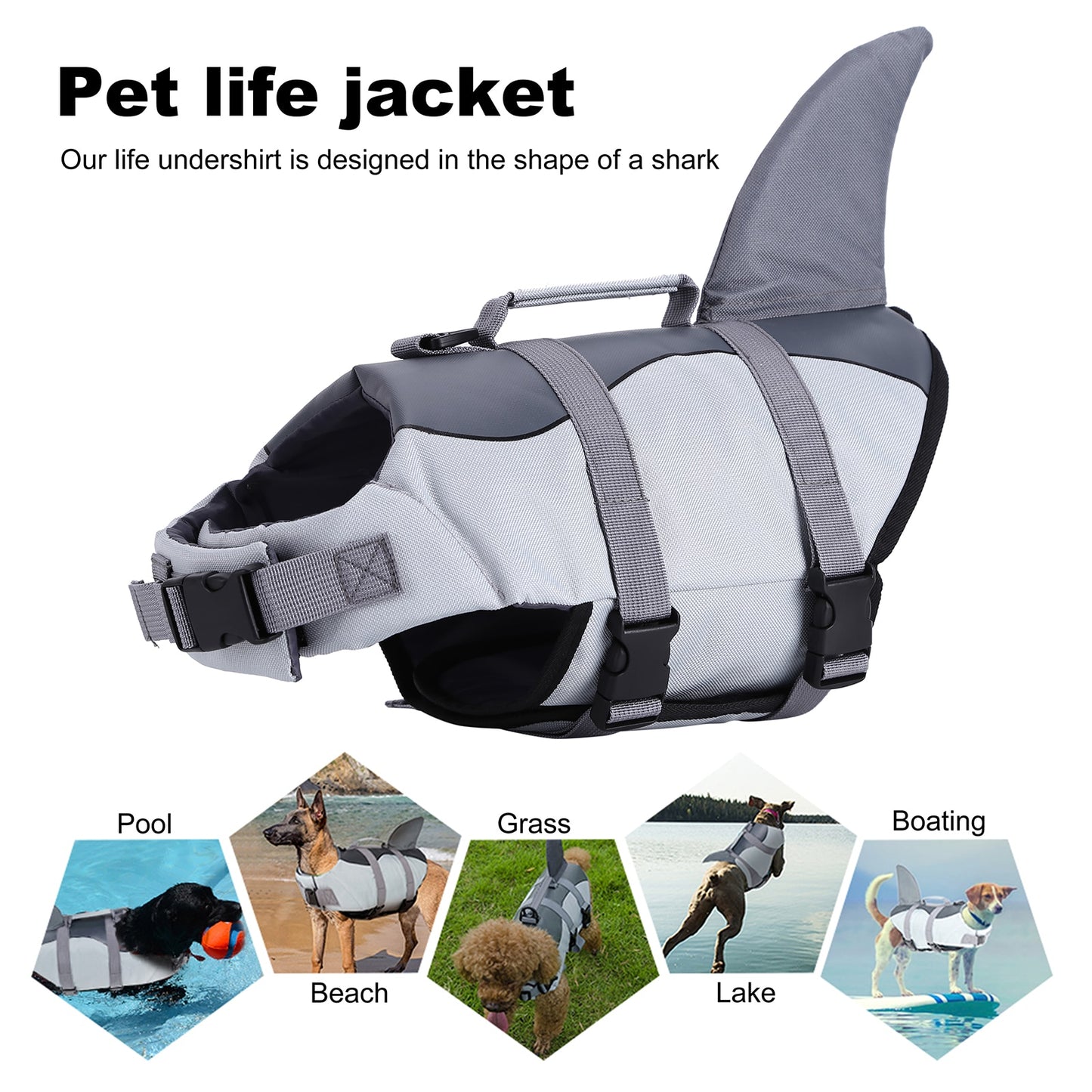 Chaleco salvavidas y traje de baño de seguridad para perros Shark