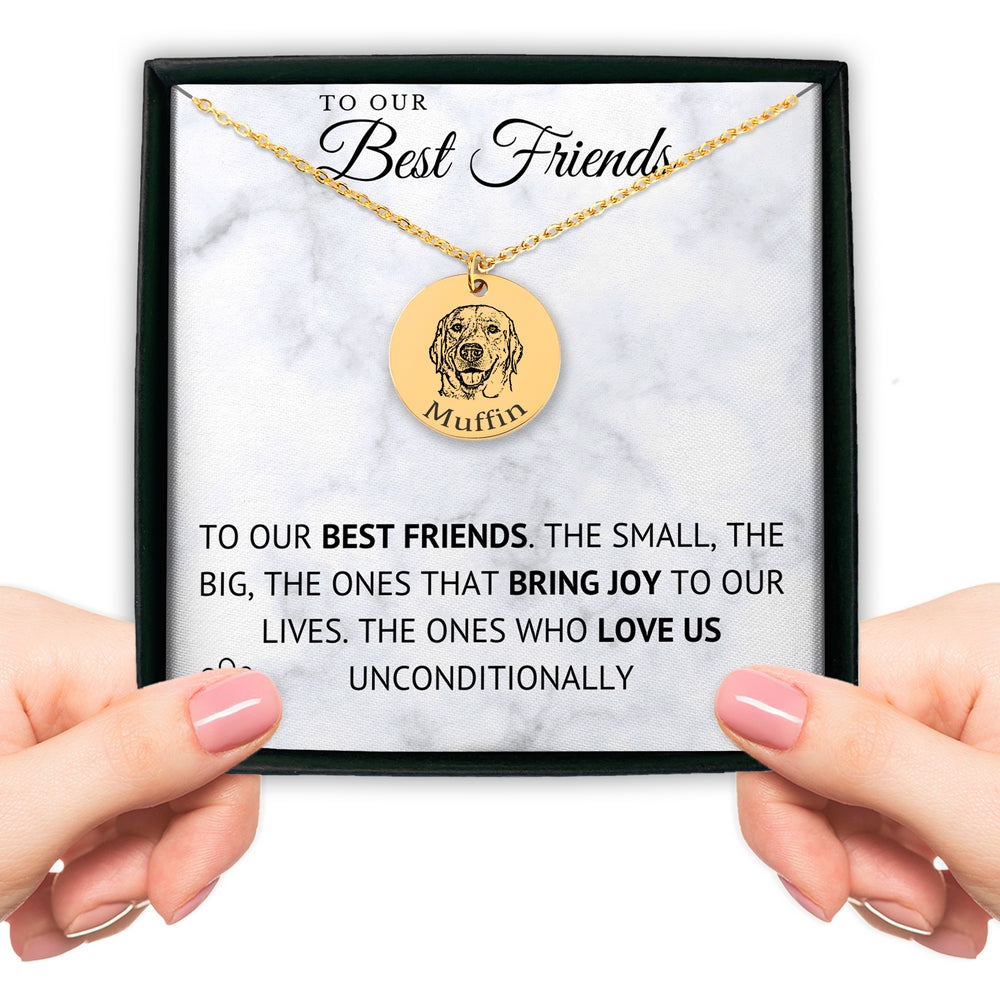 Collar de lujo con retrato de perro personalizado de doble cara