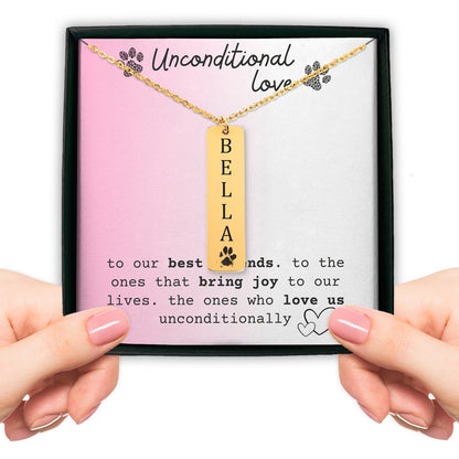 Engravable Pawprint Bar Pendant Bespoke Necklace