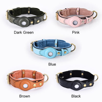 Collar para perros AirTag de cuero genuino premium, impermeable y exclusivo